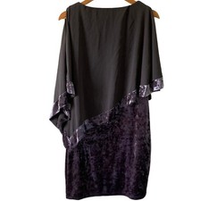 Lagenlook Klass Women Charcoal Grey Crushed Velvet Chiffon Dress Size 12 Evening