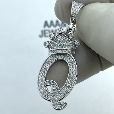 925 Sterling silver initial letter    Q   King Crown Pendant