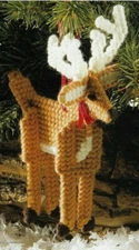 SANTA'S HELPER REINDEER ORNAMENT CHRISTMAS PLASTIC CANVAS PATTERN INSTRUCTIONS