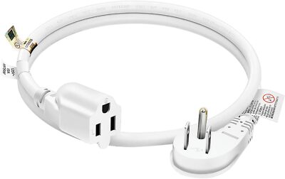 FIRMERST 1875W Low Profile Flat Plug 2Ft Extension Cord 14AWG 2 Feet, White 