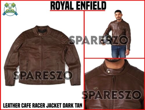 Royal Enfield "LEATHER CAFE RACER JACKET DARK TAN - Picture 1 of 12