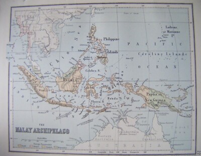 Original 1886 antike Karte des malaiischen Archipels