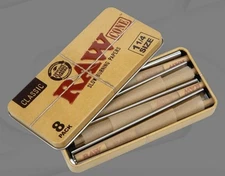 New! RAW Classic 1 1/4 Cone Storage Tin Includes 8 PRE-ROLLED CONES 1 1/4 SIZE