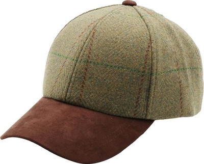 Woll-Baseballmütze mit Wildlederspitze - Tweed - verstellbarer Schieber mit Metallschnalle - vielseitig