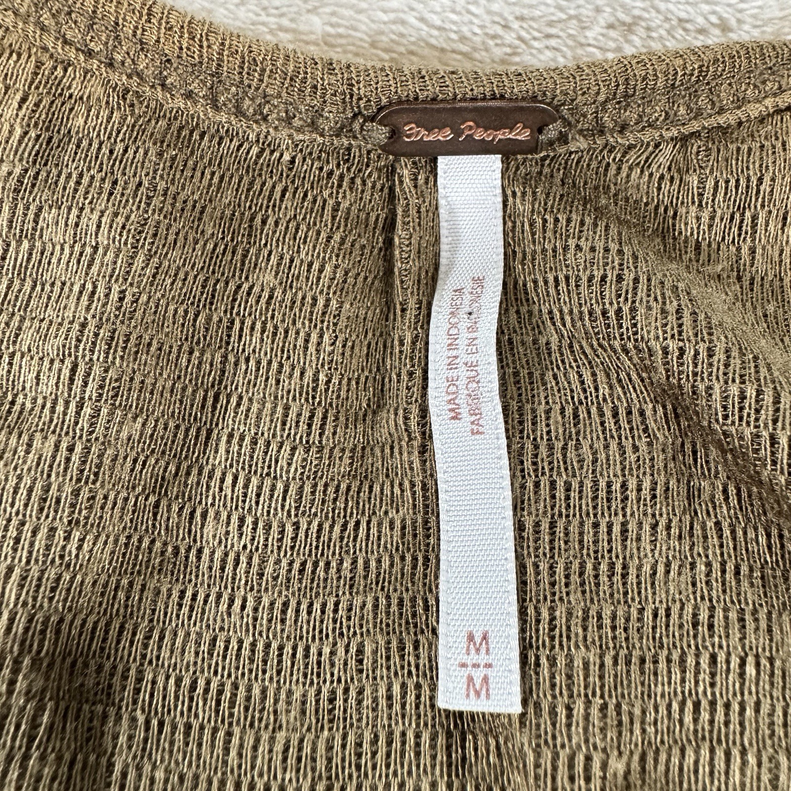 Free People Top Womens Medium Olive Tank Blouse