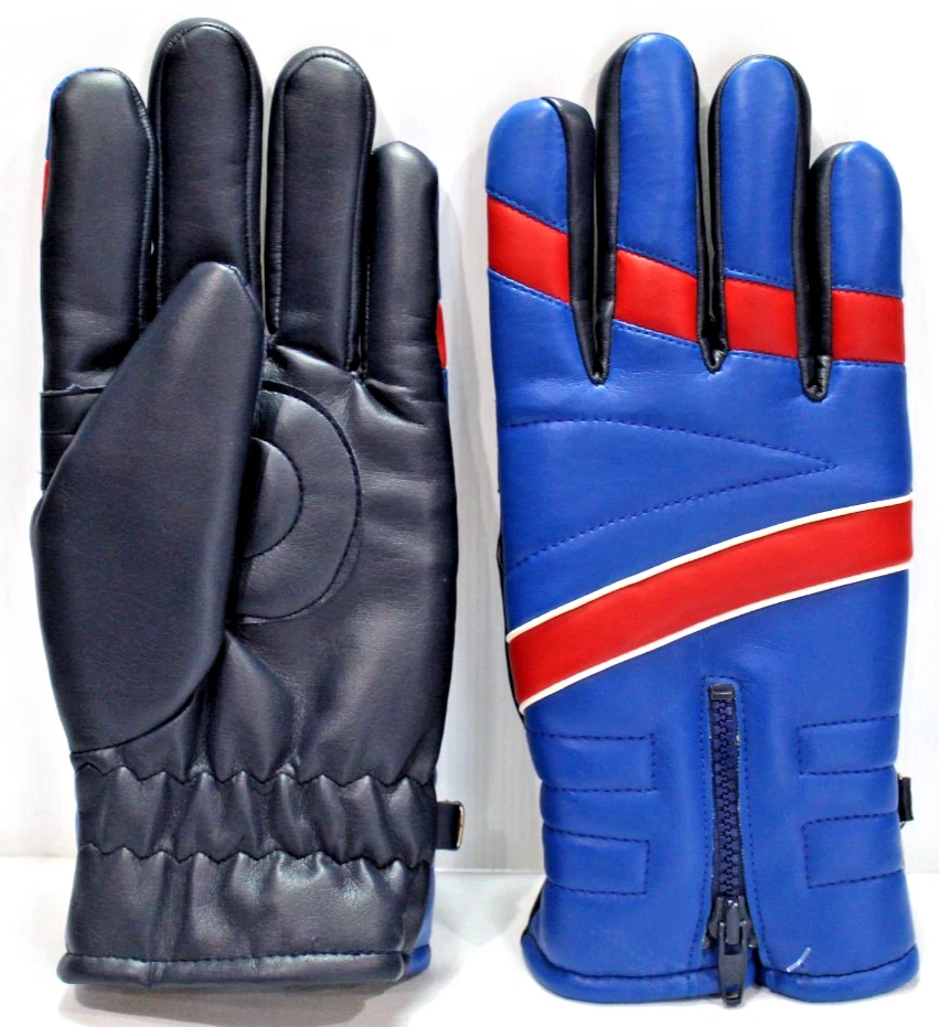 Vtg 70s Dents Gloves Moto Zip Large Cotton Backed Vinyl Faux Leather Waterproof