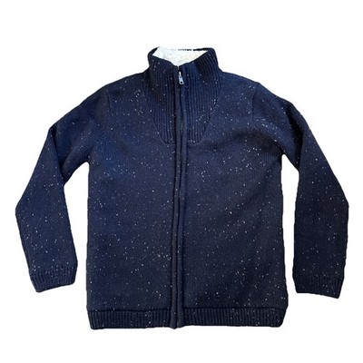 M&S Kinder Fleece gefütterte Strickjacke durchgehender Reißverschluss Alter 7-8 neu ohne Etikett UVP 29,99 £ marineblau Mx