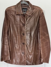 Vintage 90s Brown Lamb Skin Soft Leather Jacket Button Broken In Mid-length Sz M