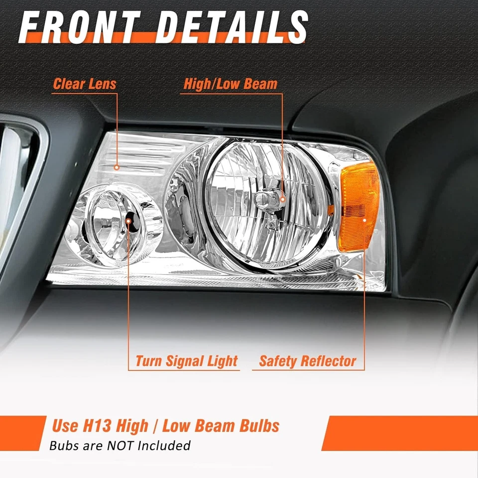 Conjunto de Faros Para Ford F150 2004-2008 Lincoln Mark LT 2006-2008 Foto 2 de 4