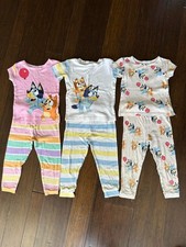 Girls Bluey Pajama Bundle 3T 3 Sets Short Sleeve Multicolor Good Condition