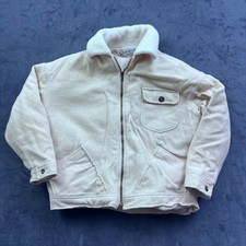 Vintage Ashley Scott Fleece Jacket Cream Faux Shearling Lined Zip Up Made in USA