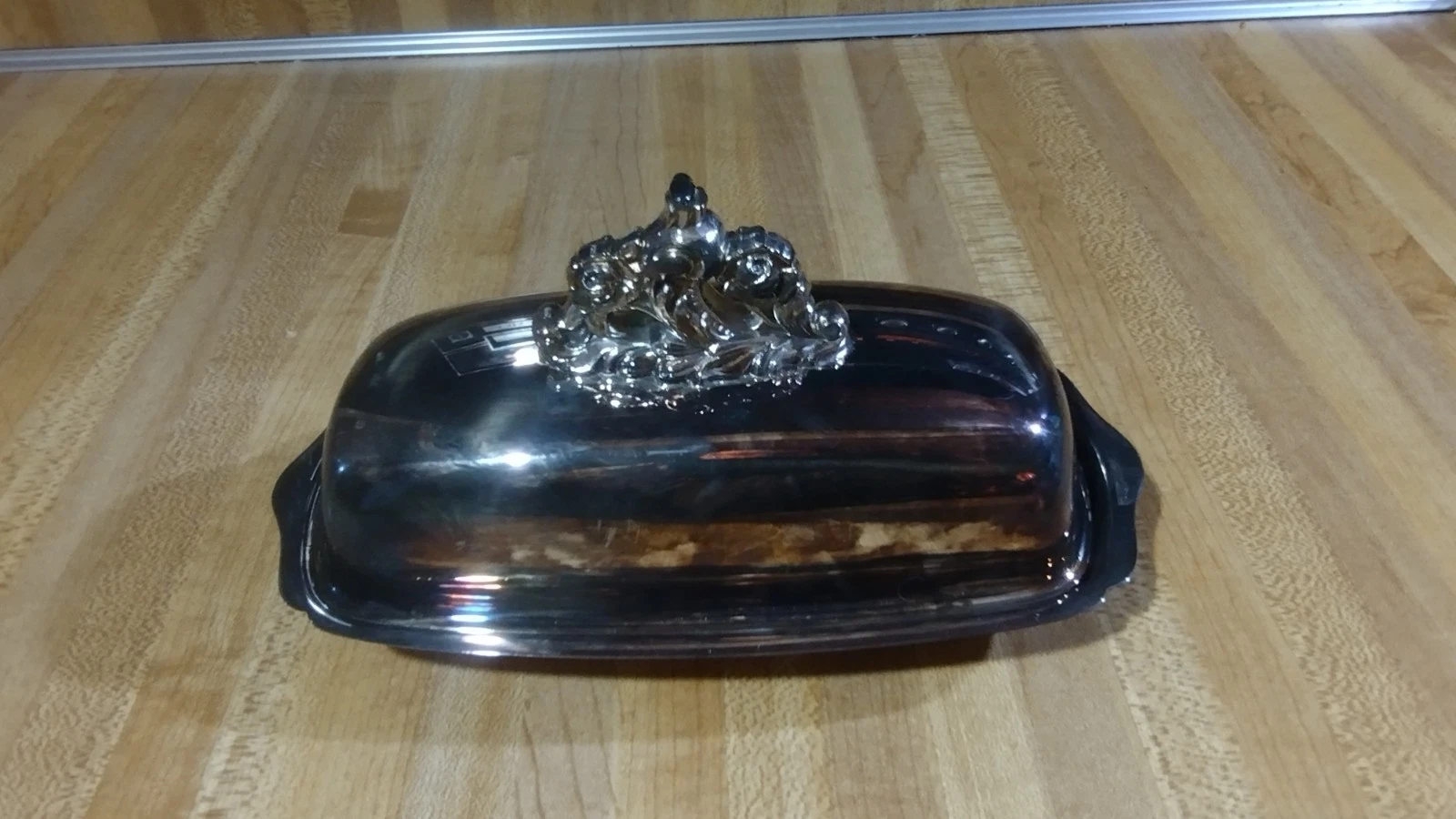 Vintage Lunt A-50 Silverplate Butter Dish,glass tray,1940's,rare!