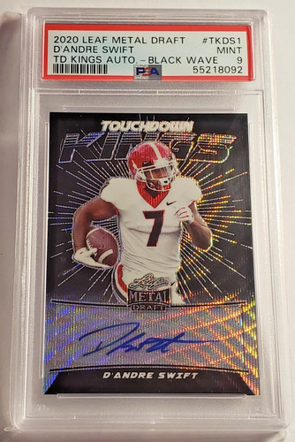 D'Andre Swift Leaf Metal Draft Touchdown Kings Autographs #TKDS1 Black Wave