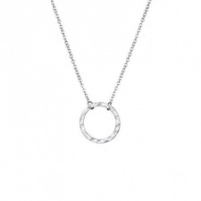 Circle Ring 304 Stainless Steel 38 cm Silver Tone Pendant Chain Necklace