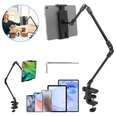 Tablet Phone Holder for Bed Desk 360° Rotation Long Arm Mount Fit 4-12.9''Devices