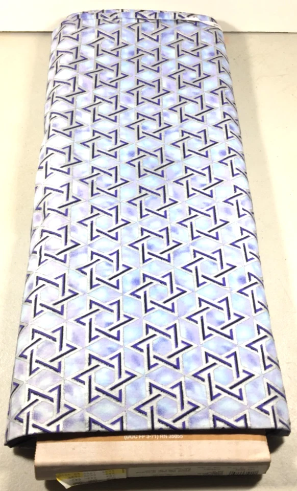 VTG Beth Ann Bruske STAR OF DAVID For David Textiles Cotton Fabric 8 Yards Blue - Image 2 of 4