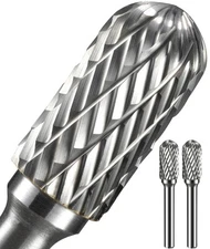 2Pcs 1/4 Carbide Burr Set 1/4" Shank Head Dia 1/2" Dome-End Cylinder Die Grin...