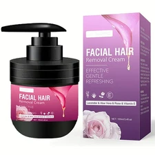 Facial Hair Removal Cream for Women, Rose Depilatory Upper... 