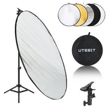 43"/110cm Photography Reflector with Stand  Clamp, Collapsible Light Reflect...