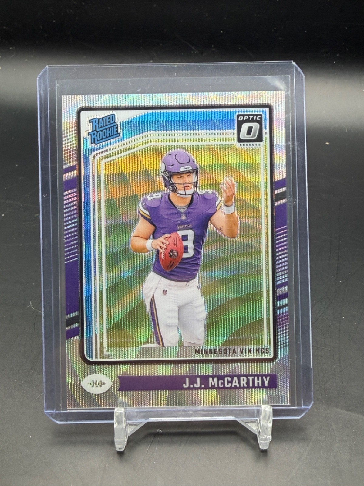 2024 Panini Donruss Optic J.J. McCarthy #235 /300 Wave Prizm Rated Rookie PC