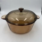 Vintage Corning Vision Amber Glass Covered Casserole Dutch Oven 2.5L Pyrex Lid