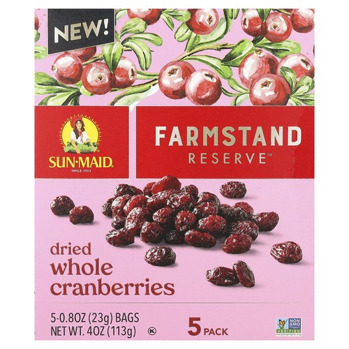 Farmstand Reserve™, Dried Whole Cranberries, 5 Packs, 0.8 oz (23 g) Each