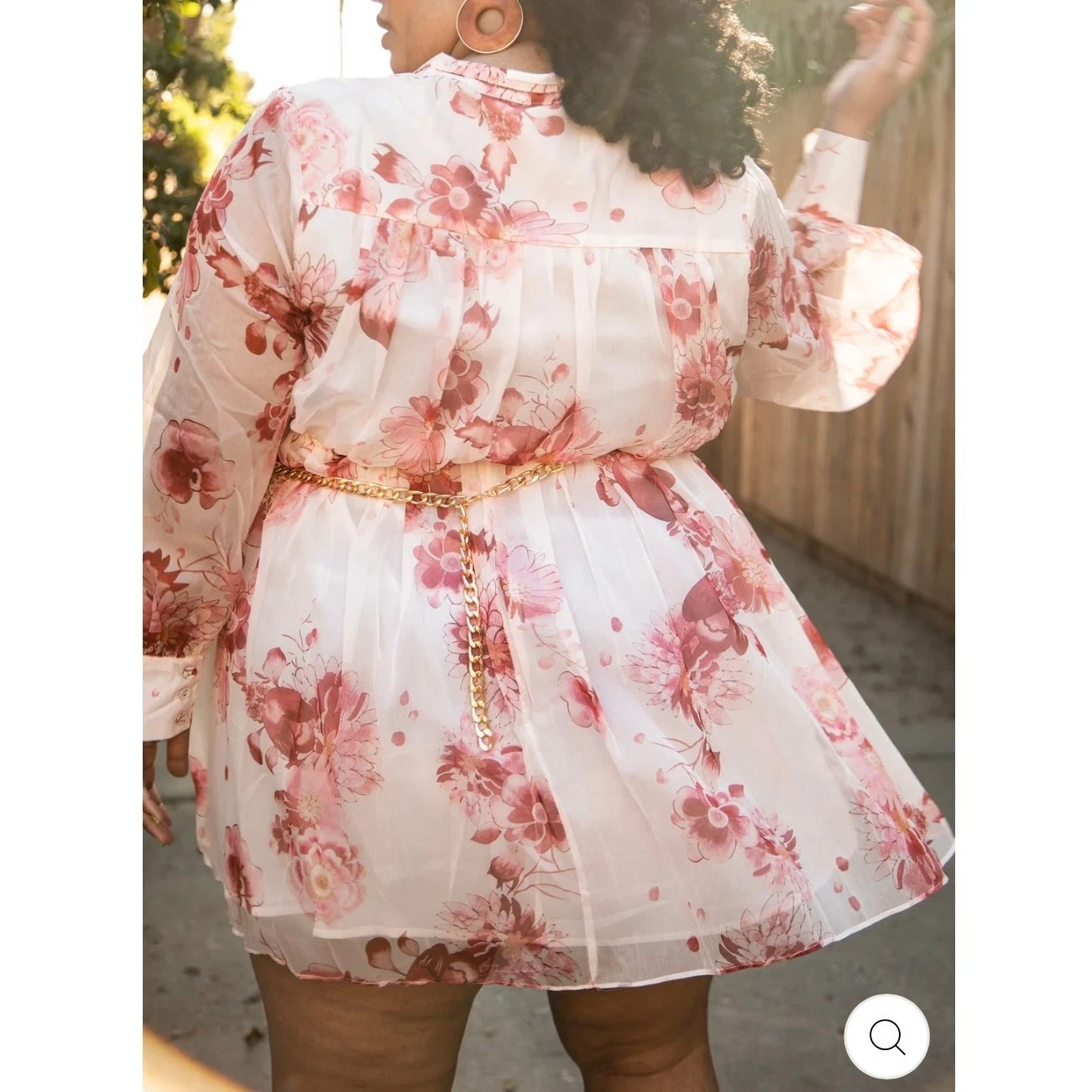 Mini Abito Sante Grace Vetements Rosa Trasparente Floreale Impero Vita Manica Lunga 1X