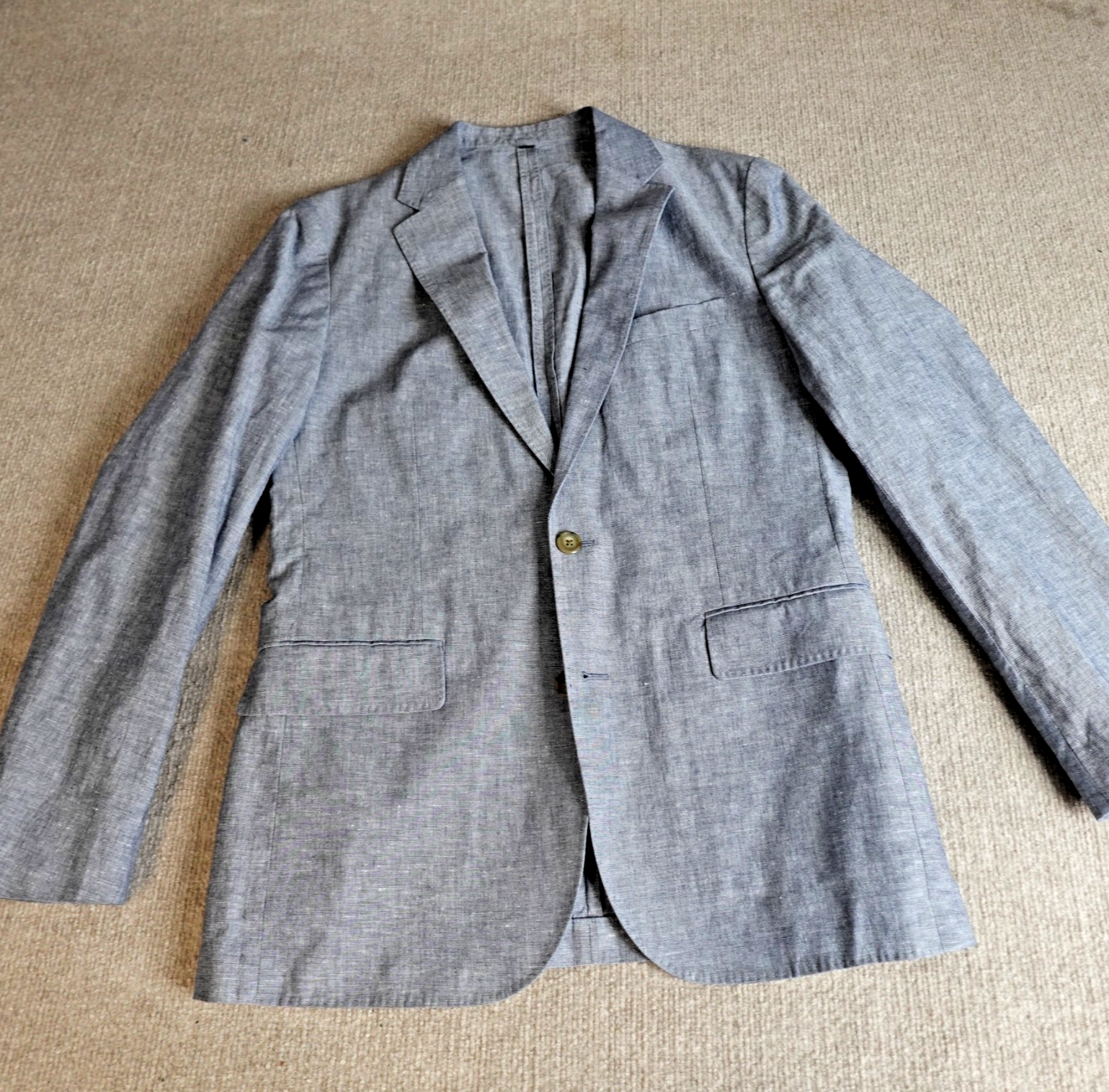 J.Crew Sport Coat 38R Blue Heather Ludlow Slim Cotton Linen Unstructured Unlined