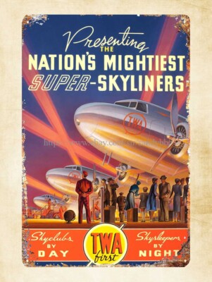  art prints 1939 Nation's mightiest super skyliners metal tin sign