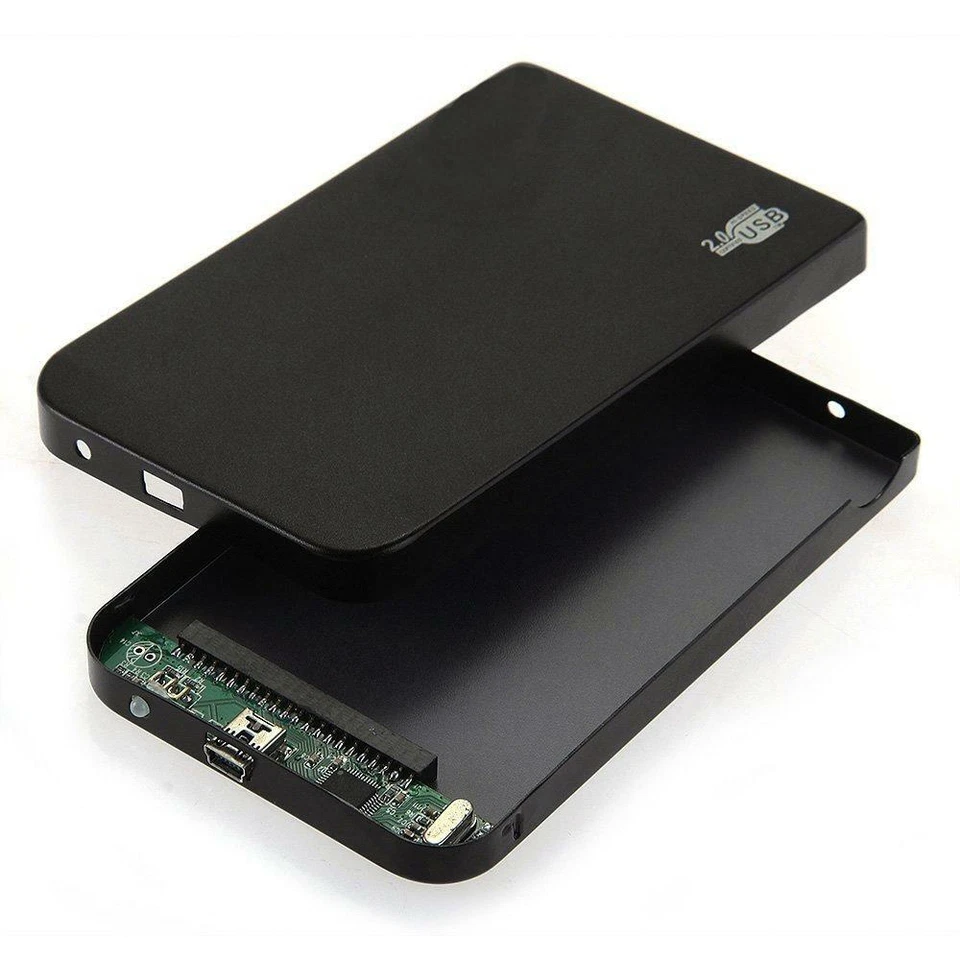 2,5 Zoll Externes IDE Festplattengehäuse Caddy Case HDD SSD USB 2.0 Schwarz