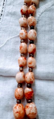 Vintage double stranded natural tumbled stone (Jasper?) necklace 16" long - Picture 4 of 5