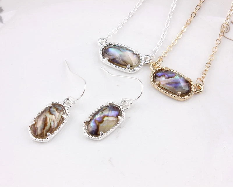 Новый граненый мини овальный золотой коготь абалона раковина подвеской капли серьги бутик подарок - Изображение 3 из 4