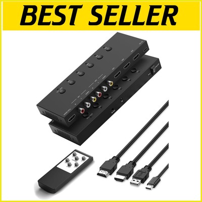 Compact 5-in-1 AV/HDMI Switcher - Supports 4K & Multiple Devices Effortlessly