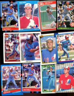 TOM FOLEY LOT 45 ALL DIFFERENT BASEBALL CARDS REDS EXPOS COLUMBUS ...