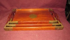 Lot de plateaux de nidification chinois anciens ou anciens en bois dur XXème 