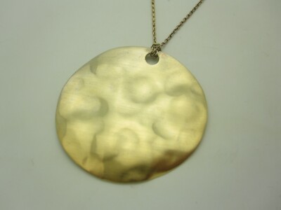 Designer Signed Baroni Gold Plated Sterling Silver Round Hammered Necklace 16.5''