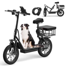 LADPED LPBS Foldable Electric Scooter Adult w/Seat & Basket 500W 14inch 28 Miles