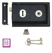 Rim Lock Set 6"x 4" Deadbolt -/+ Cast Iron, Chrome, Brass, Black, Handle / Knobs