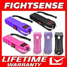 FIGHTSENSE Heavy Duty StunGun with LED FLASHLIGHT &Pepper Spray for Self Defense