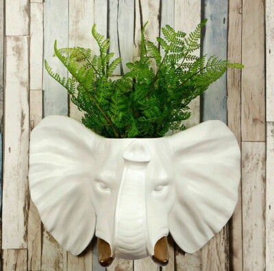 Blumentopf Elefantenkopf weiß innen und außen Walplus WA1028 Design Dekoration