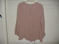 OH MY GAUZE LS PINK ONE BUTTON LT WT JACKET SZ 1 EUC 100% GAUZE COTTON