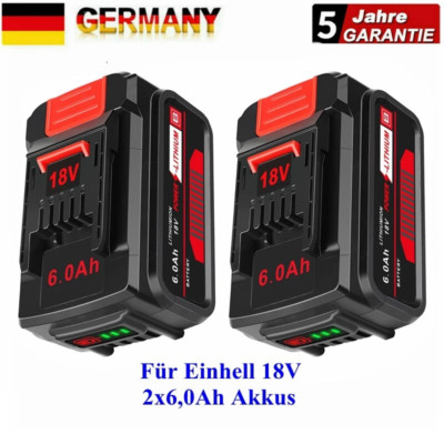 2Stück 18V 6,0Ah Ersatzakku Für Genuine Einhell 18V Power X-Change PXC mit LED