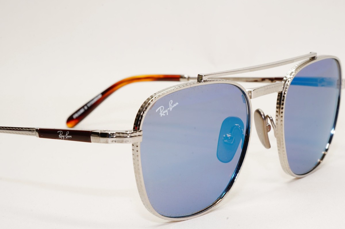 Ray-Ban Sunglasses Frank II Titanium Silver Blue Mirror RB 8258