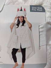 Cozy Critter Unicorn Sherpa Lined Faux Fur Hooded Wearable Throw Blanket Wrap