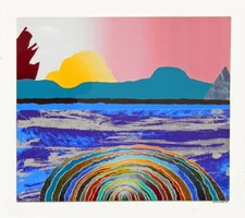 DAWN ON THE MORAINE - Collage and Mixed Media Unique Art Work By Arthur Secunda