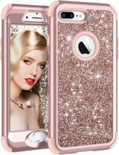 iPhone 8 Plus Case Glitter Bling Shiny Heavy Duty Protection Fullbody Hard Shell