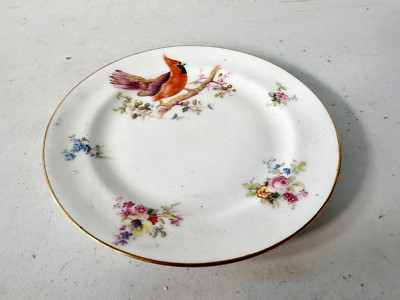 ANTIKER ROYAL DOULTON VOGEL HANDBEMALT FLORAL BLUME 5'' BEILAGENTELLER BROT