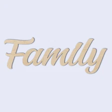 Family Word Cursive Cutout Laser Cut Wooden Craft Blank Family Tree Letter