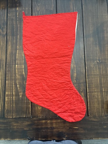 Vintage Christmas Stocking Retro Santa X LARGE JUMBO Sock Cotton Blend Quilted - Picture 12 of 13