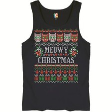 Meowy Christmas Tank Top Ugly Sweater Cat Lover Funny Xmas Men's Top
